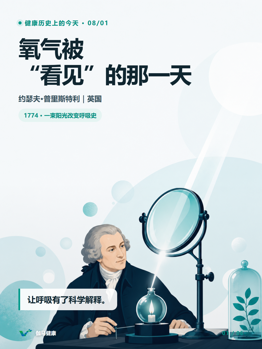 约瑟夫·普里斯特利氧气实验主题插画