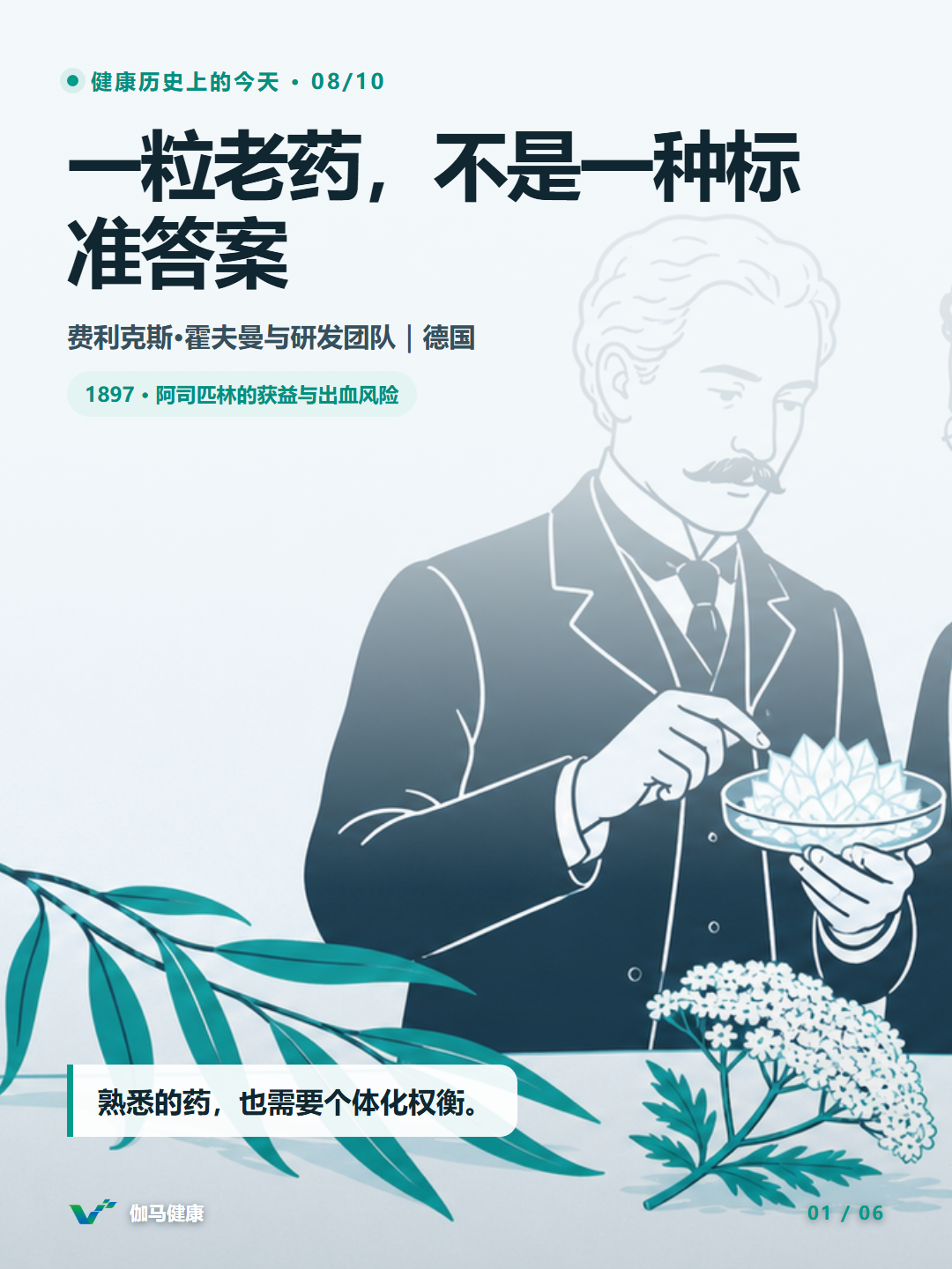 费利克斯·霍夫曼与阿图尔·艾兴格林研究乙酰水杨酸晶体的主题插画